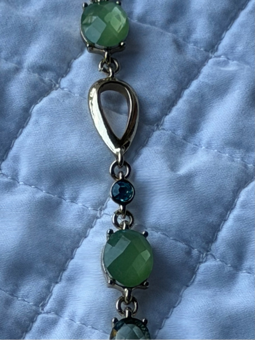 Anne Klein Silver-Tone Bracelet with Faceted Green and Teal Stones